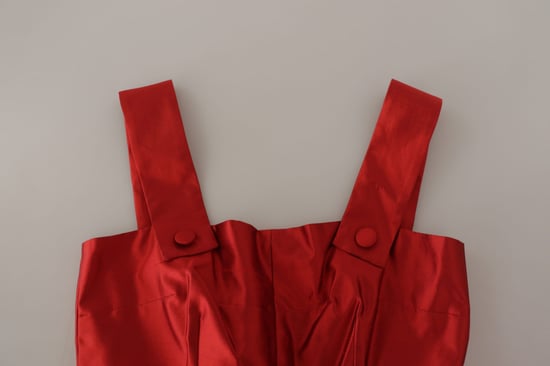 Vestido de Seda Satinada con Pliegues A-line Rojo para Mujer de Dolce & Gabbana - Image 5