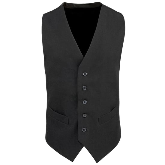 Premier Mens Lined Polyester Waistcoat / Catering / Bar Wear (Black) - Image 1