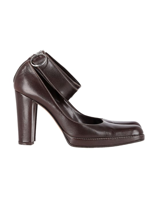 Sergio Rossi Ankle Strap Pumps in Brown Leather - Image 1