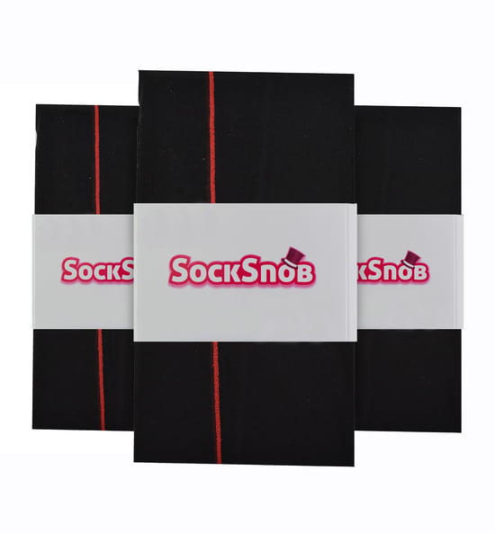 Sock Snob - Mallas con Costura Vintage para Mujer | Multipack de 3 Pares | Mallas Ultra Brillantes hasta la Rodilla de 40 Denier con Línea en la Espalda - Negro / Rojo - Image 2