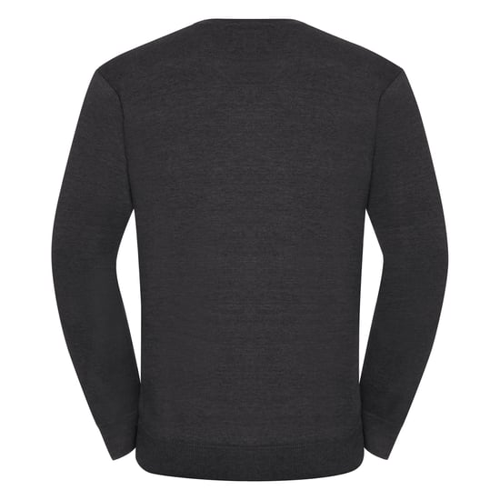 Russell Collection Mens Knitted V Neck Sweatshirt (Charcoal Marl) - Image 2