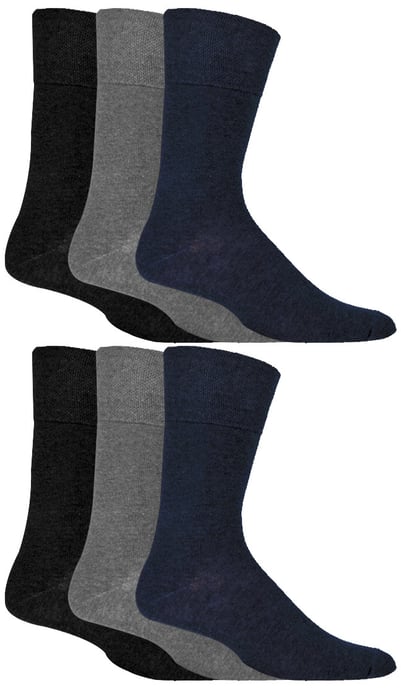 Gentle Grip - Calcetines para diabéticos para hombre, 6 pares, multiempaque, con parte superior de peine de miel y costuras de los dedos unidas a mano - BNG - Image 1