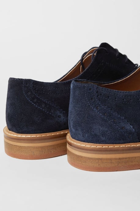 Navy Suede Brogue Shoes