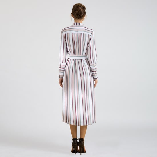 Striped midi wrap dress