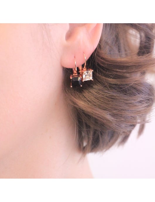 Pendientes Cuadrados - Oro Rosa y Cristal - Image 6