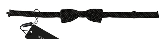 Pajarita para hombre Dolce & Gabbana de seda negra con lunares ajustable al cuello Papillon - Image 1