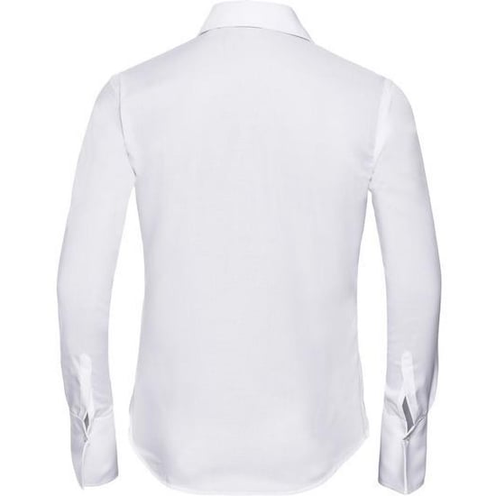 Russell Collection Ladies/Womens Long Sleeve Ultimate Non-Iron Shirt (White) - Image 2