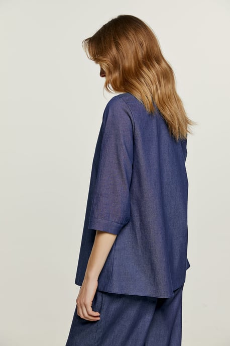 Denim Style V Neck Top