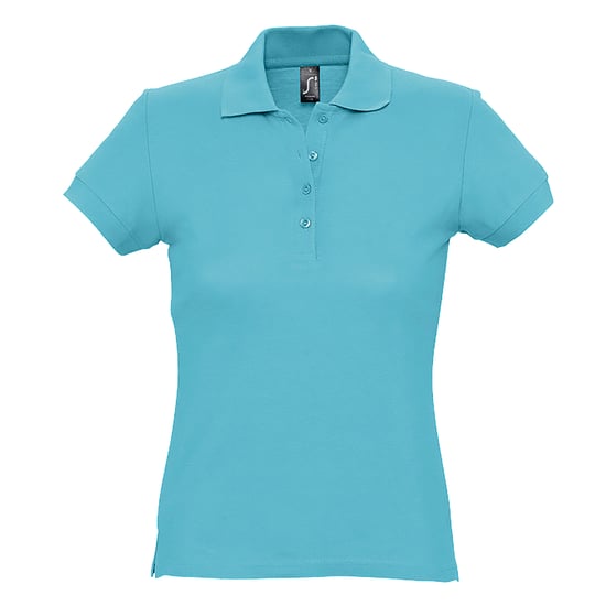 SOLS Womens/Ladies Passion Pique Short Sleeve Polo Shirt (Blue Atoll) - Image 1
