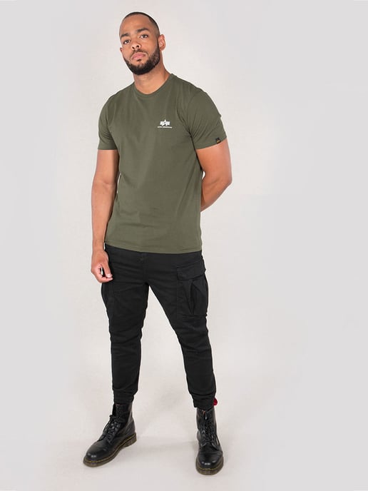 Alpha Industries Men's Basic T Small logo in Olive - Image 3