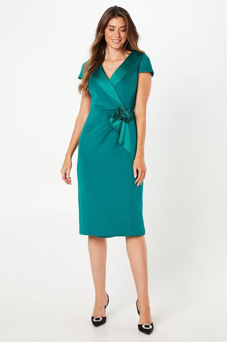 Occasion Scuba Corsage Midi Dress - Image 1