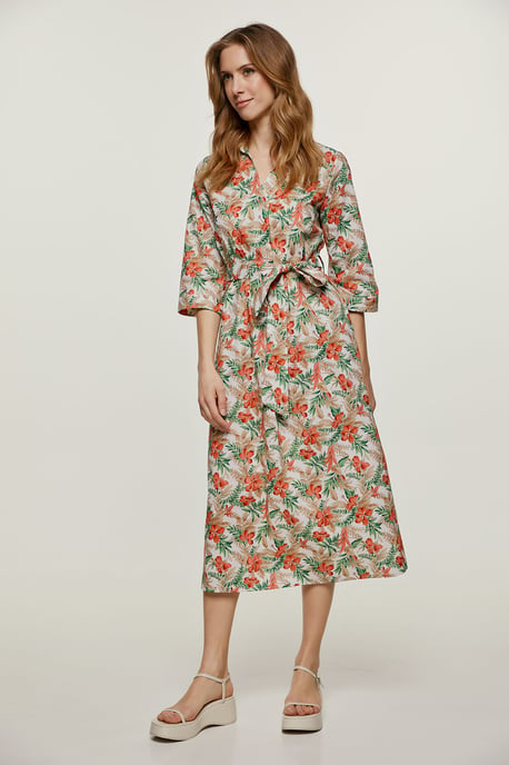 Vestido midi estilo popelín estampado - Image 5