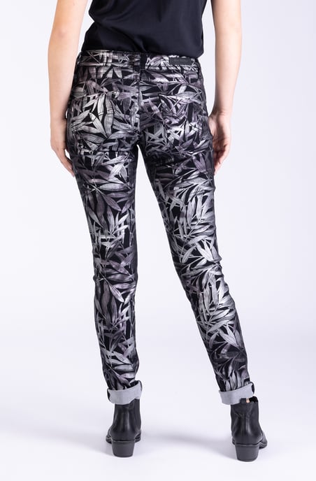 Laura Ladies Trousers Black/Silver Skinny Fit