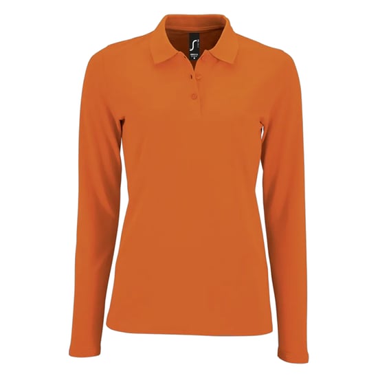 SOLS Womens/Ladies Perfect Pique Long-Sleeved Polo Shirt (Orange) - Image 1