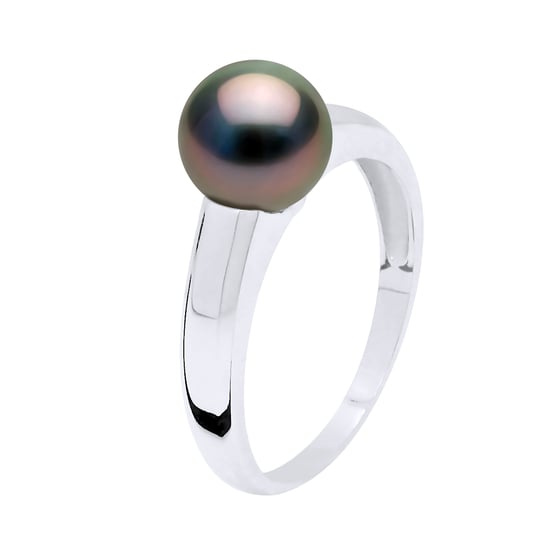 Ring Prestige Silver 925 Rhodium plated - Real Cultured Tahiti Pearl Round 7-8 mm - Image 1
