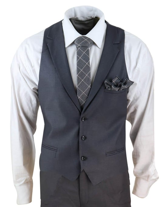 Traje de 3 piezas para hombre, color carbón liso, clásico, corte a medida, elegante, informal, estilo formal de los años 20 - Image 4