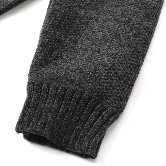 Men's Cardigan with Zip and Stand-Up Collar, Lined Chunky Knit Pullover Dark Grey - Image 4