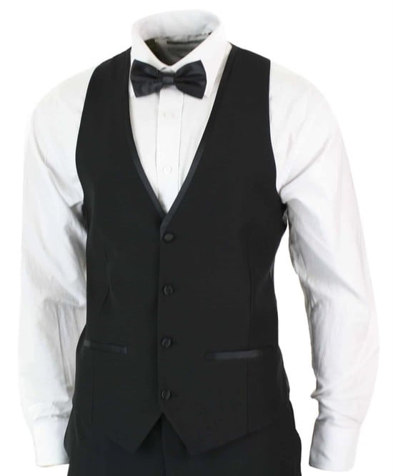 Traje de esmoquin negro de 3 piezas para hombre, clásico, de satén, para cenas, bodas, bailes de graduación - Image 5
