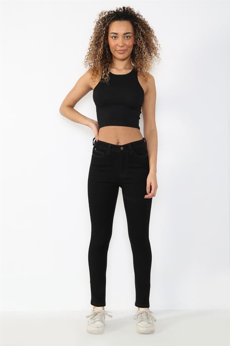Vaqueros ajustados de cintura alta con forma mágica para mujer en negro - Image 6