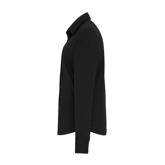 Premier Womens/Ladies Poplin Stretch Long-Sleeved Shirt (Black) - Image 4