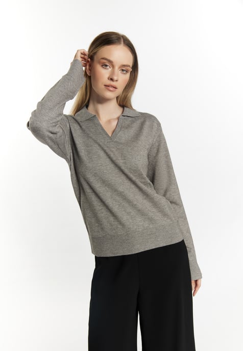 Dreimaster Knitted pullover women Grey melange - Image 3