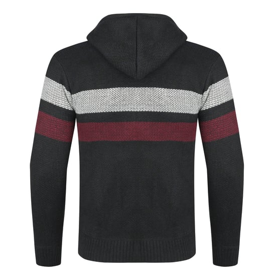 Men's Winter Transition Cardigan with Hood Lined Chunky Knit Hooded Warm Jacket Navy - Image 3