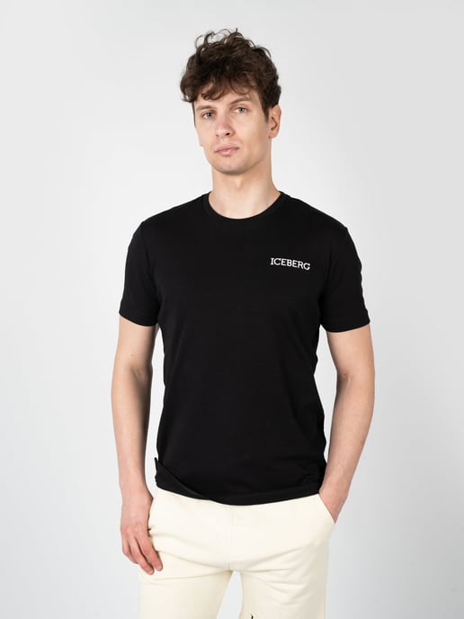 Iceberg T-Shirt C-Neck del hombre negro - Image 3
