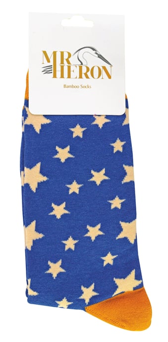 Mr Heron - Calcetines de Bambú para Hombre | Calcetines con Rayas Argyle | Regalos para Él - Estrellas (Azul Marino) - Image 2