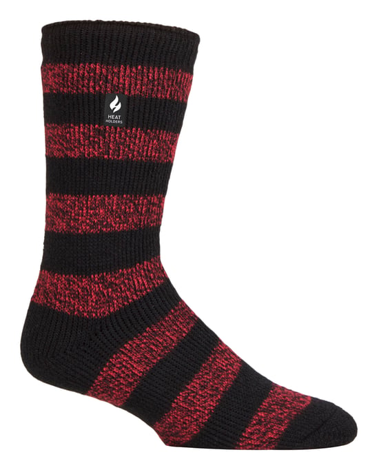 Calentadores - Calcetines térmicos extra gruesos para hombre | Calcetines aislantes de vellón mullido | Regalos para hombre - Negro / Rojo (Palermo) - Image 1