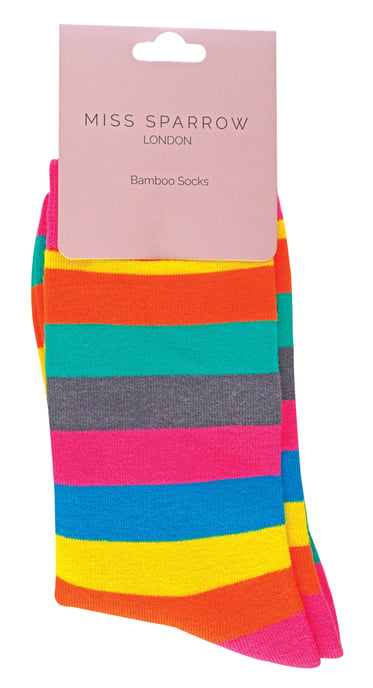 Miss Sparrow - Calcetines de Bambú para Mujer | Novedosos Calcetines de Rayas y Lunares | Suaves y Transpirables | Regalos para Ella - Rayas Gruesas y Brillantes - Image 2
