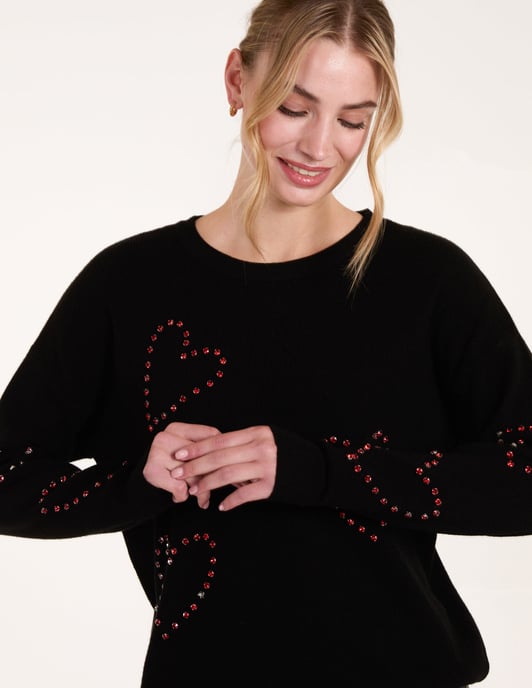 Rhinestone Heart Jumper