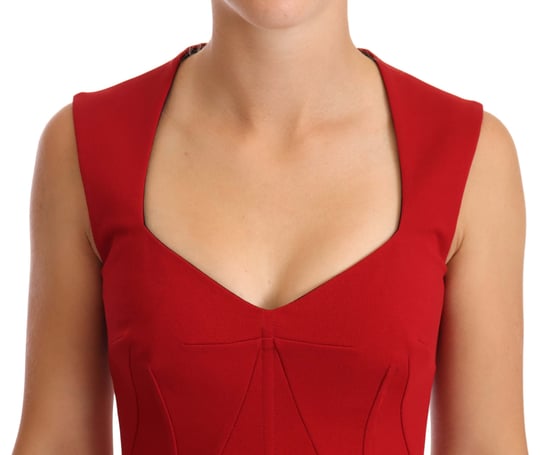 Vestido midi sin mangas stretch rojo de escote corazón para mujer de Dolce & Gabbana - Image 2