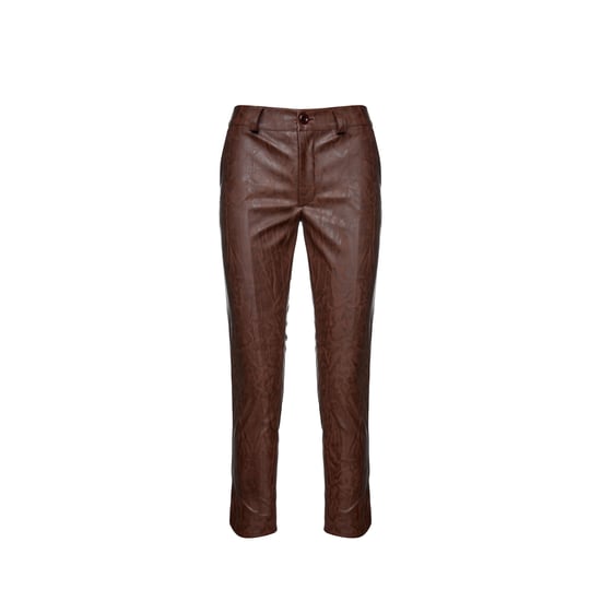 Pantalones 7/8 de Cuero Sintético en Marrón Chocolate - Image 1