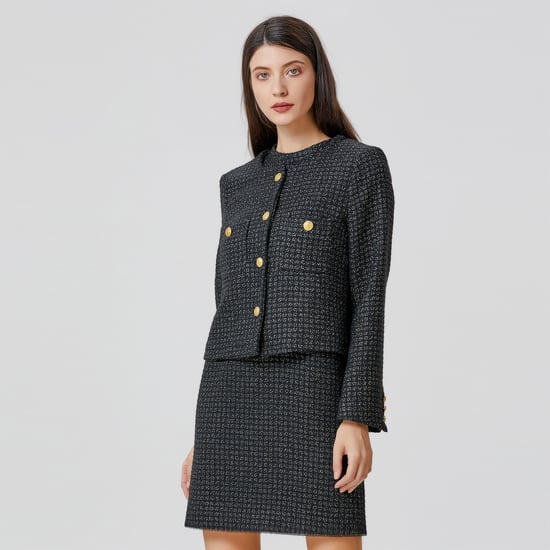 Tweed blazer patch with pockets - Image 3