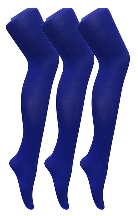 3 Pares Multipack Mallas Opacas 80 Denier Mujer | Sock Snob | Plain Block Colour Tights - Colbalt Blue - Image 1
