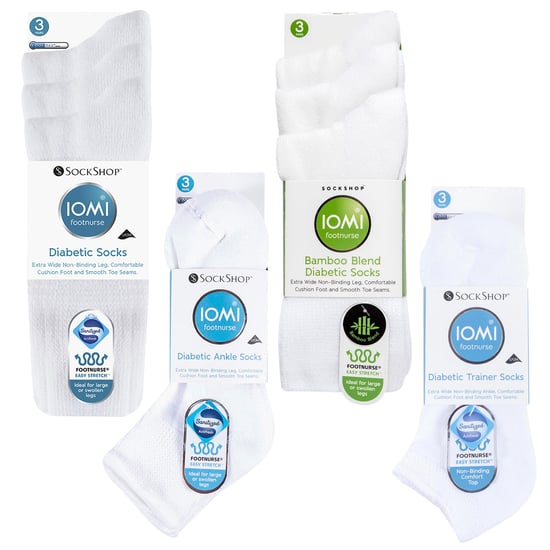 Paquete de 12 Pares de Calcetines Diabéticos para Todo el Año | IOMI | Calcetines Extra Anchos para Tobillos, Piernas y Pies Hinchados | Calcetines Tobilleros para Diabéticos en Algodón y Bambú - Blanco - Image 2