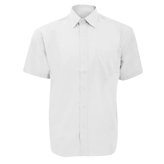 Russell Collection Mens Short Sleeve Poly-Cotton Easy Care Poplin Shirt (White) - Image 1