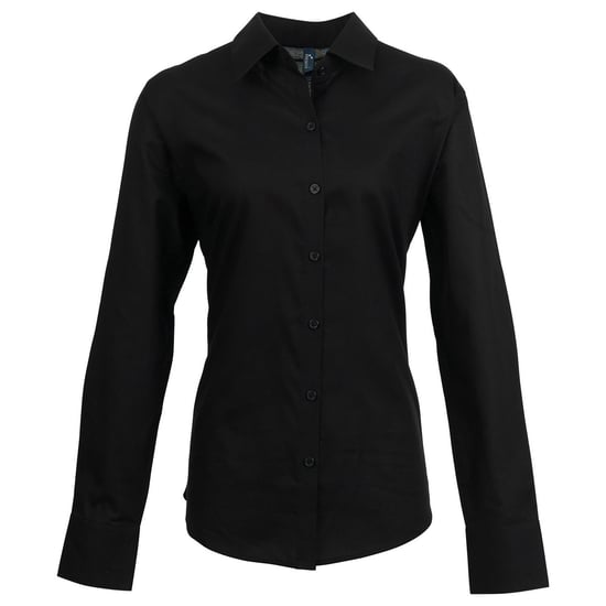 Premier Womens/Ladies Signature Oxford Long-Sleeved Shirt (Black) - Image 1