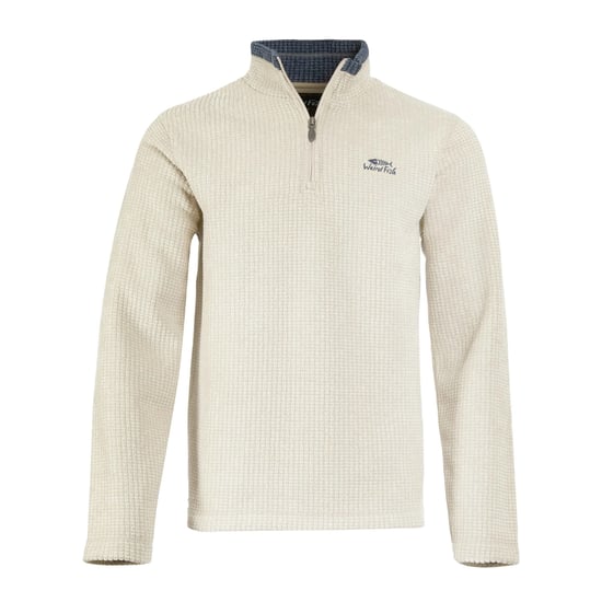 Weird Fish Mens Newark Grid Eco Friendly Quarter Zip Fleece Top (Ecru) - Image 1