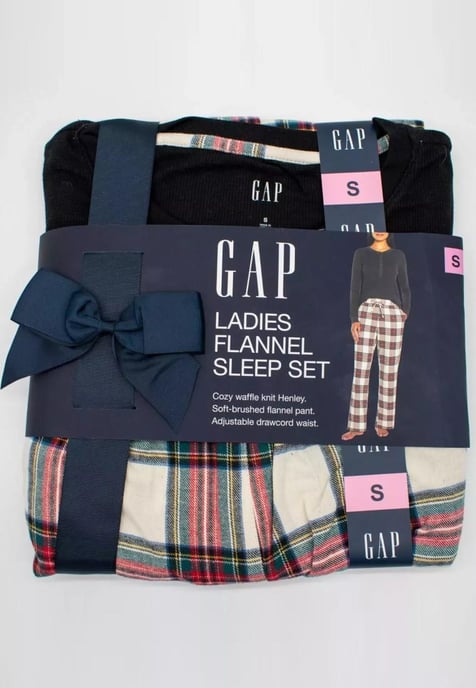 Conjunto de pijama de franela GAP para mujer en tartán negro - Image 4