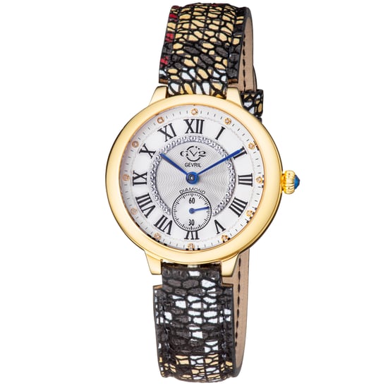 GV2 Rome Reloj de cuarzo suizo de oro amarillo con esfera plateada para mujer - Image 1