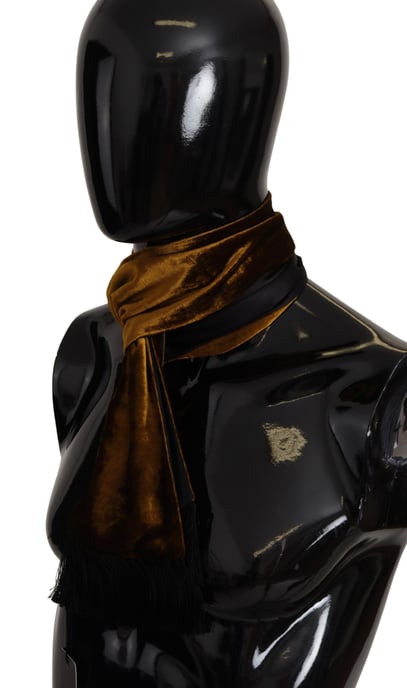 Bufanda de seda para hombre con chaleco cálido y flecos en marrón de Dolce & Gabbana - Image 2