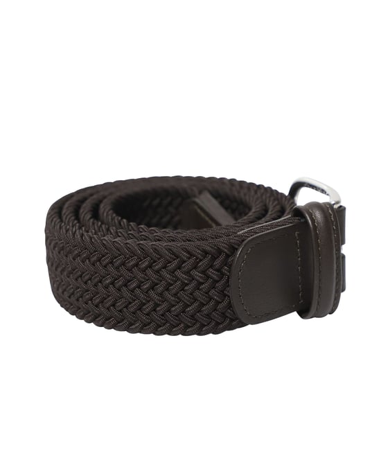 Anderson's Woven-effect Buckle Belt in Dark Brown Leather Trim - Image 3
