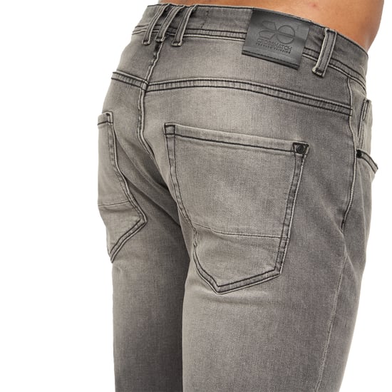 Crosshatch Mens Malcolm Slim Jeans (Light Grey Wash) - Image 5