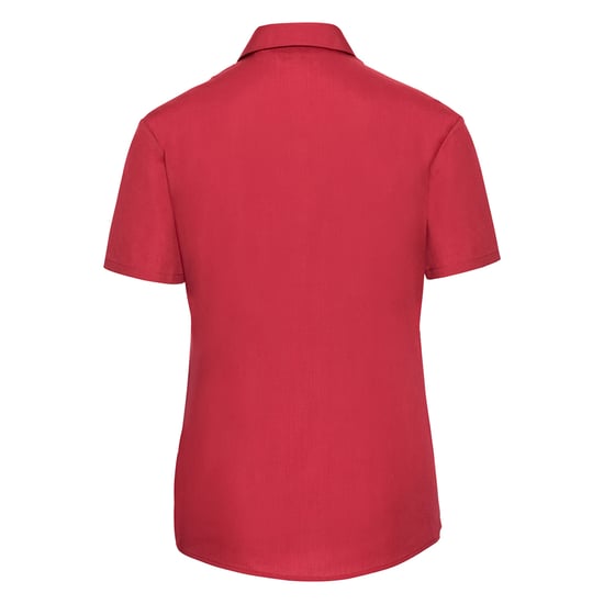 Russell Collection Womens/Ladies Classic Polycotton Easy-Care Short-Sleeved Shirt (Classic Red) - Image 2