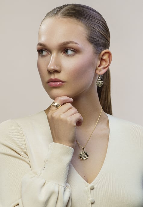 Orphelia 'Babette' Women's 925 Sterling Silver Set: Necklace + Earrings + Ring - Gold SET-7504/G - Image 5