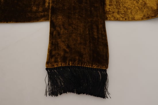 Bufanda de seda para hombre con chaleco cálido y flecos en marrón de Dolce & Gabbana - Image 4