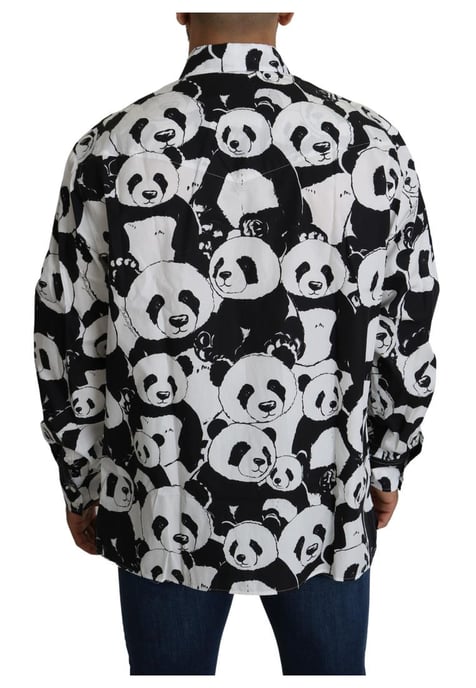 Camisa Casual 100% Algodón Negra Panda para Hombre de Dolce & Gabbana - Image 5