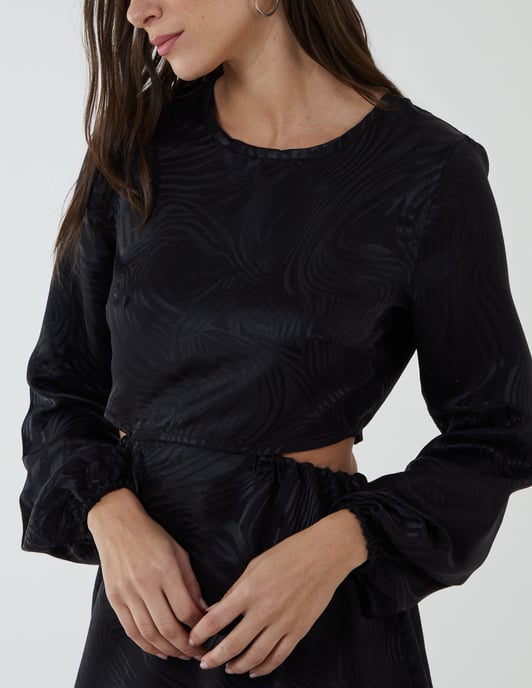 Crew Neck Cut Out Midi Dress