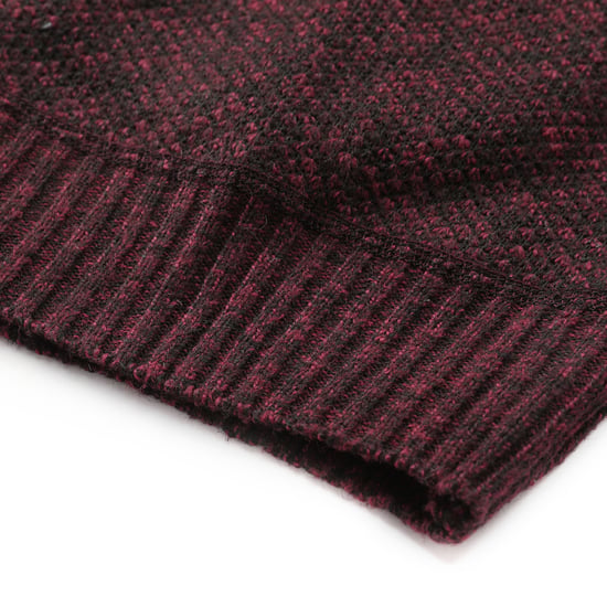 Men's Cardigan with Two Pocket Button Stand-Up Collar Cardigan for Winter Burgundy - Image 5